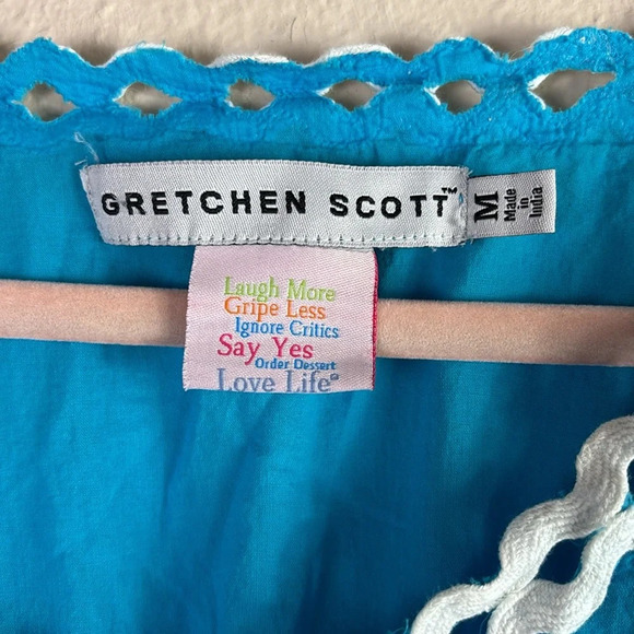 Gretchen Scott Blue Tunic Mini Beach Dress Swimsuit Coverup Size M - Picture 3 of 9
